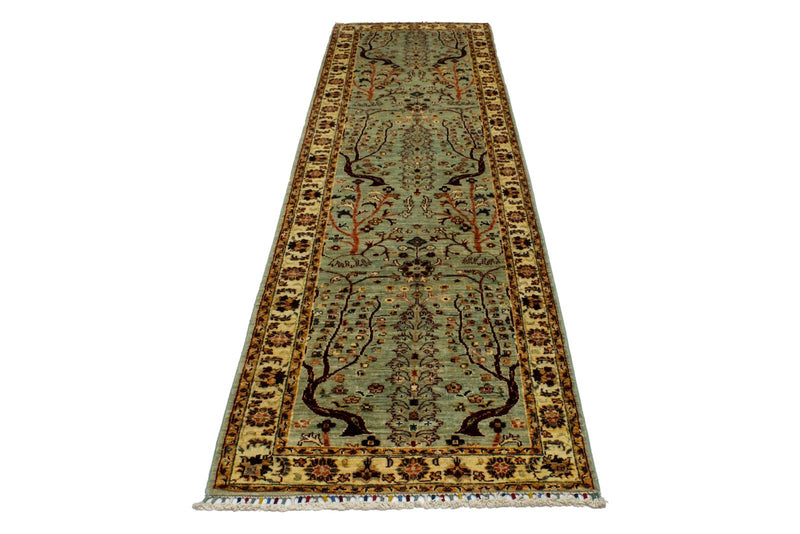 3x10 Blue and Ivory Turkish Tribal Runner