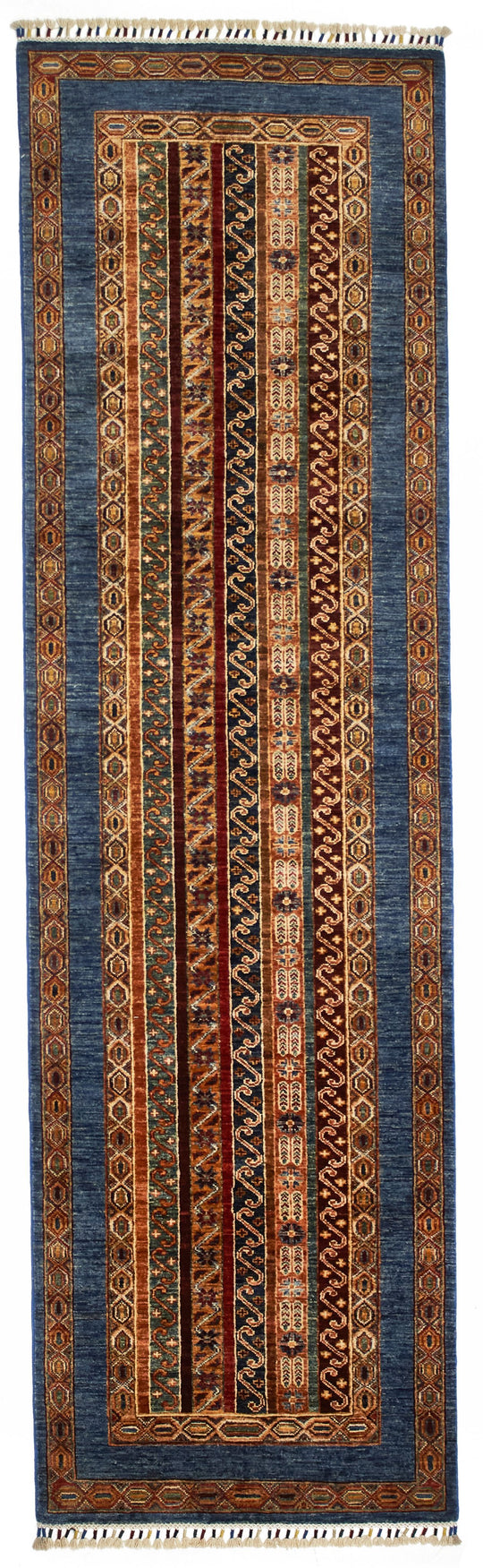 3x10 Multicolor and Blue Turkish Tribal Runner