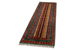3x8 Multicolor and Green Turkish Tribal Runner
