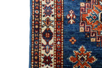 Vintage Handmade 3x10 Light Blue and Ivory Anatolian Caucasian Tribal Distressed Area Rug