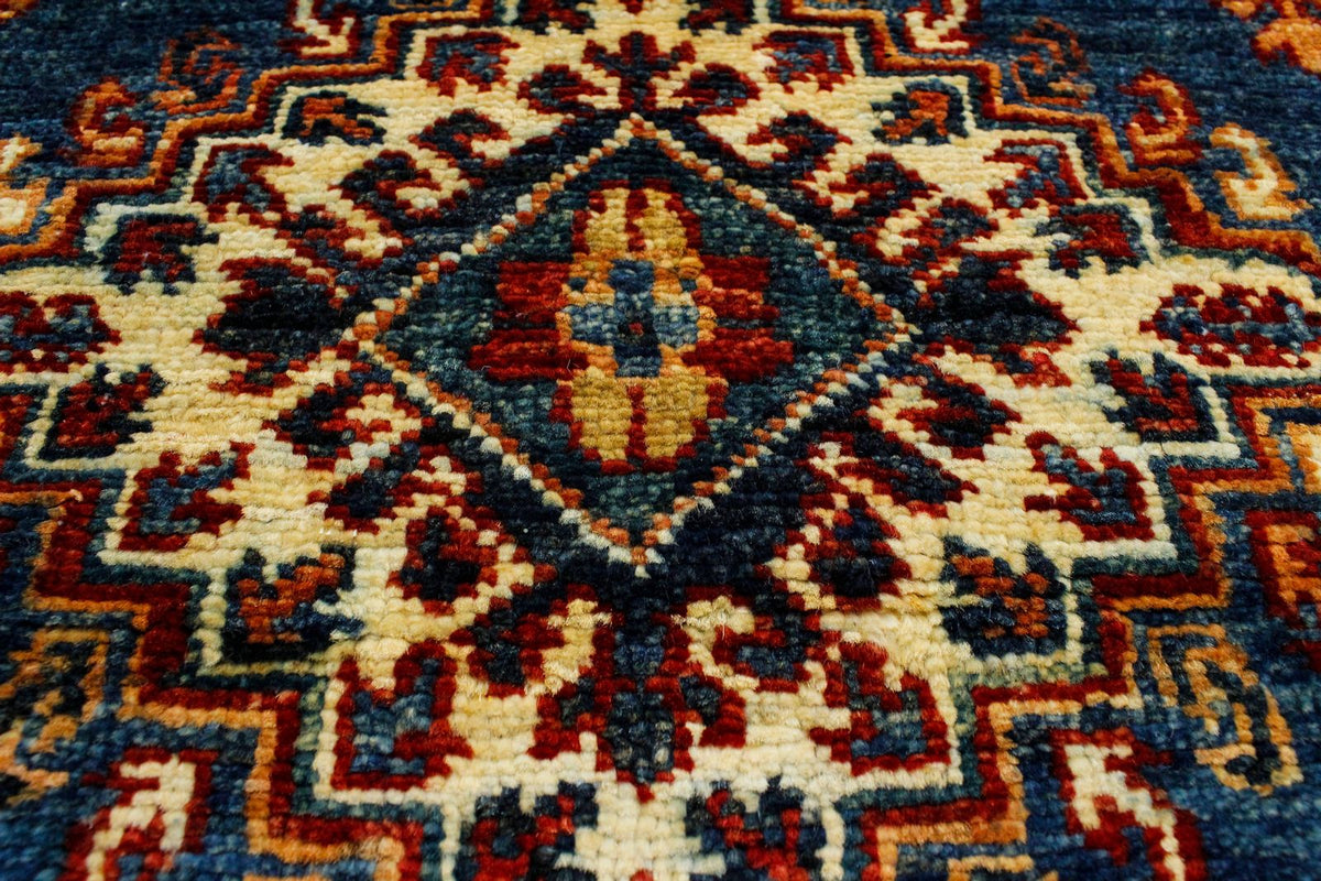 2x13 Light Blue and Ivory Kazak Tribal Runner