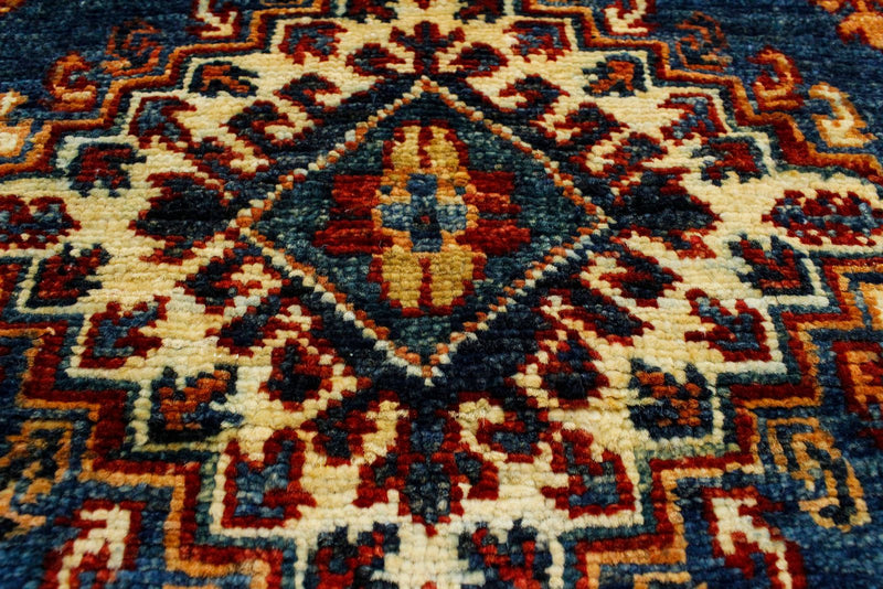 Vintage Handmade 3x10 Light Blue and Ivory Anatolian Caucasian Tribal Distressed Area Rug