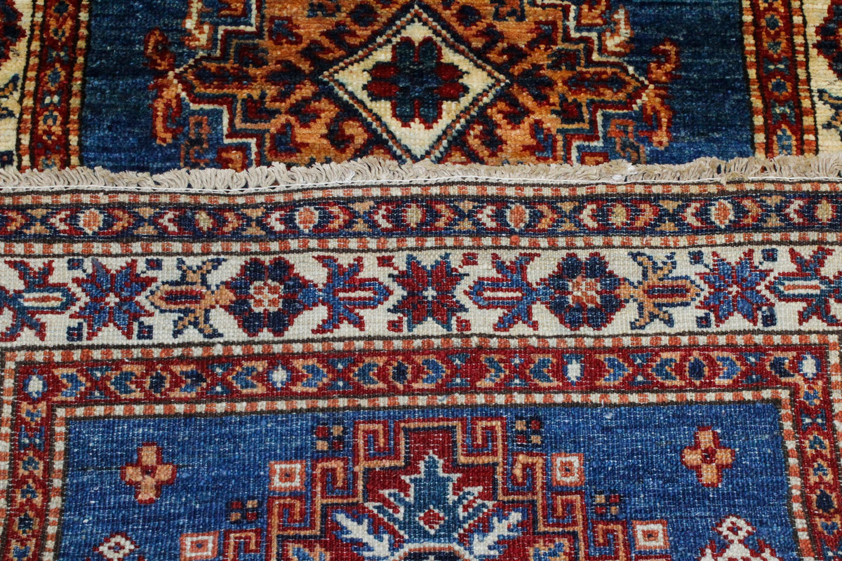 2x13 Light Blue and Ivory Kazak Tribal Runner
