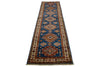 Vintage Handmade 3x10 Light Blue and Ivory Anatolian Caucasian Tribal Distressed Area Rug
