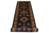 Vintage Handmade 3x10 Light Blue and Ivory Anatolian Caucasian Tribal Distressed Area Rug