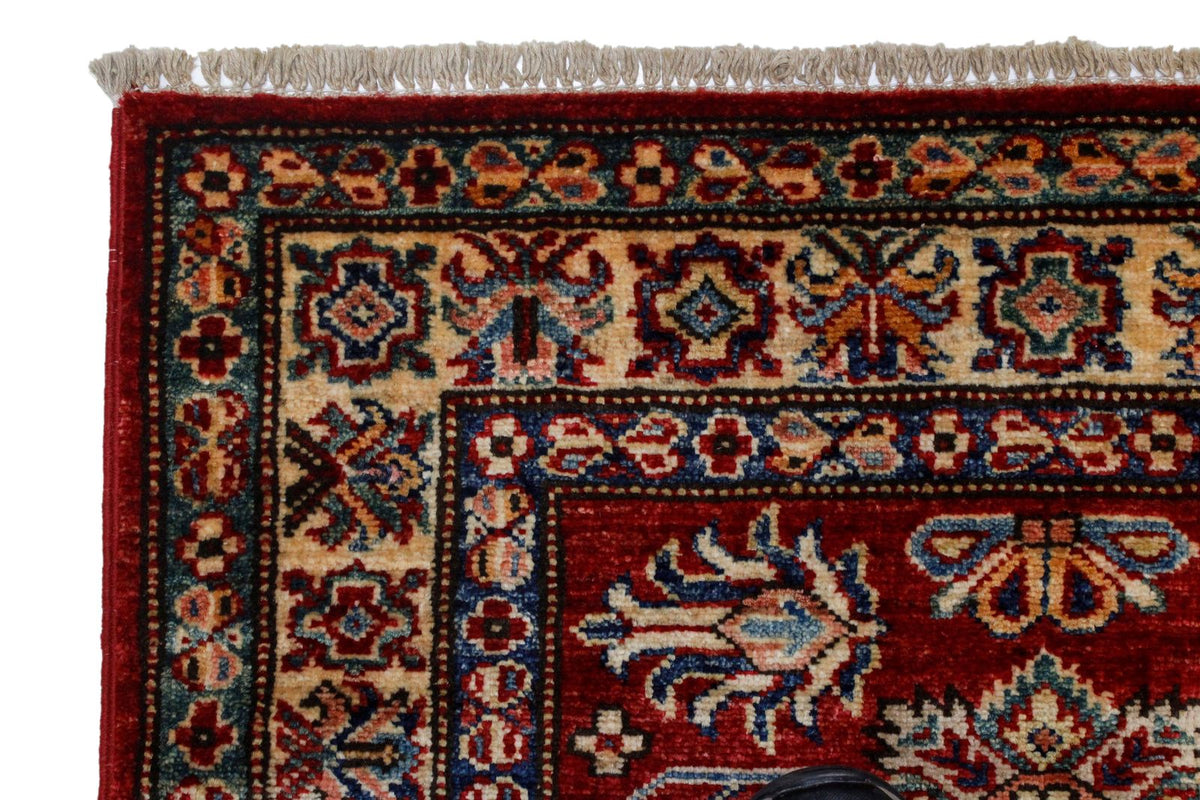 3x10 Red and Ivory Kazak Tribal Runner