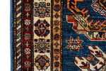 Vintage Handmade 3x8 Blue and Ivory Anatolian Caucasian Tribal Distressed Area Runner