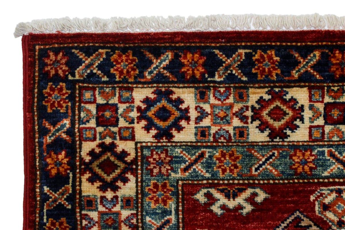 3x8 Red and Ivory Kazak Tribal Runner