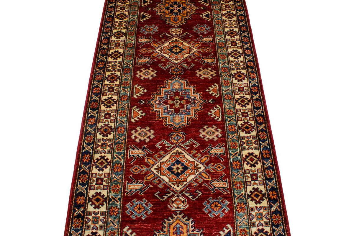 3x8 Red and Ivory Kazak Tribal Runner