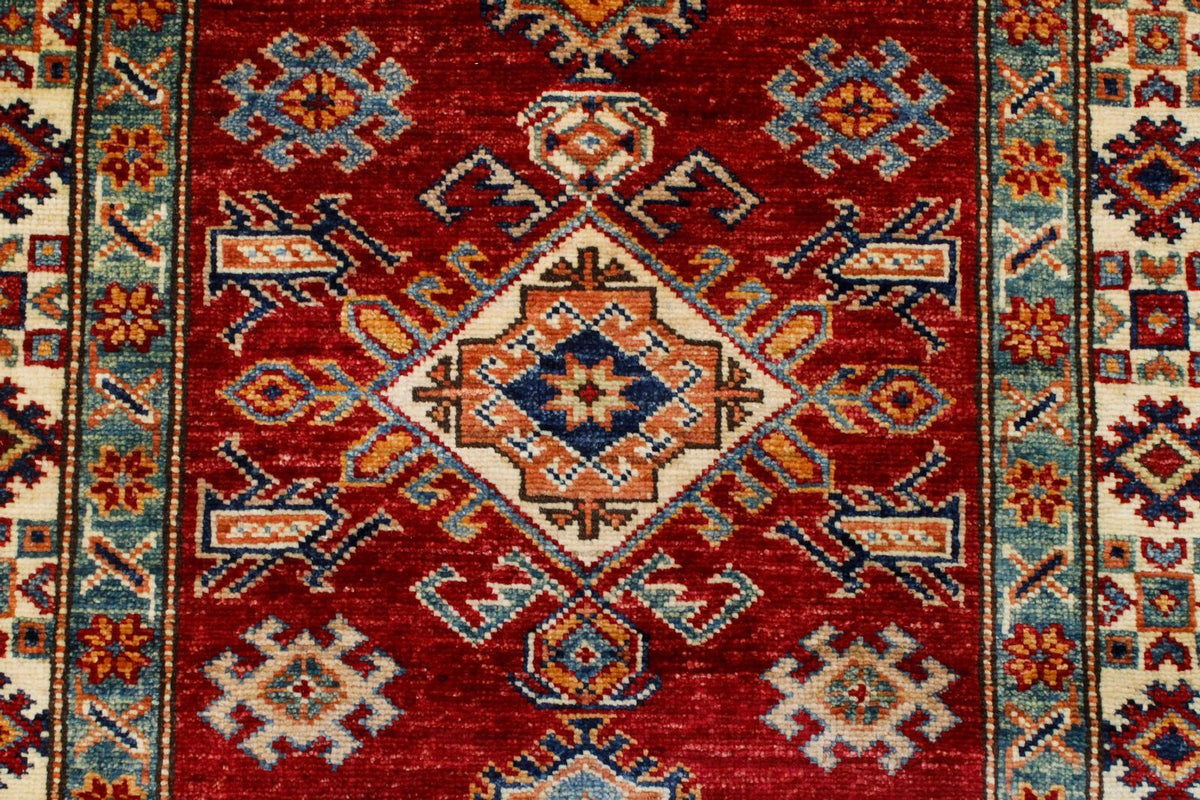 3x8 Red and Ivory Kazak Tribal Runner