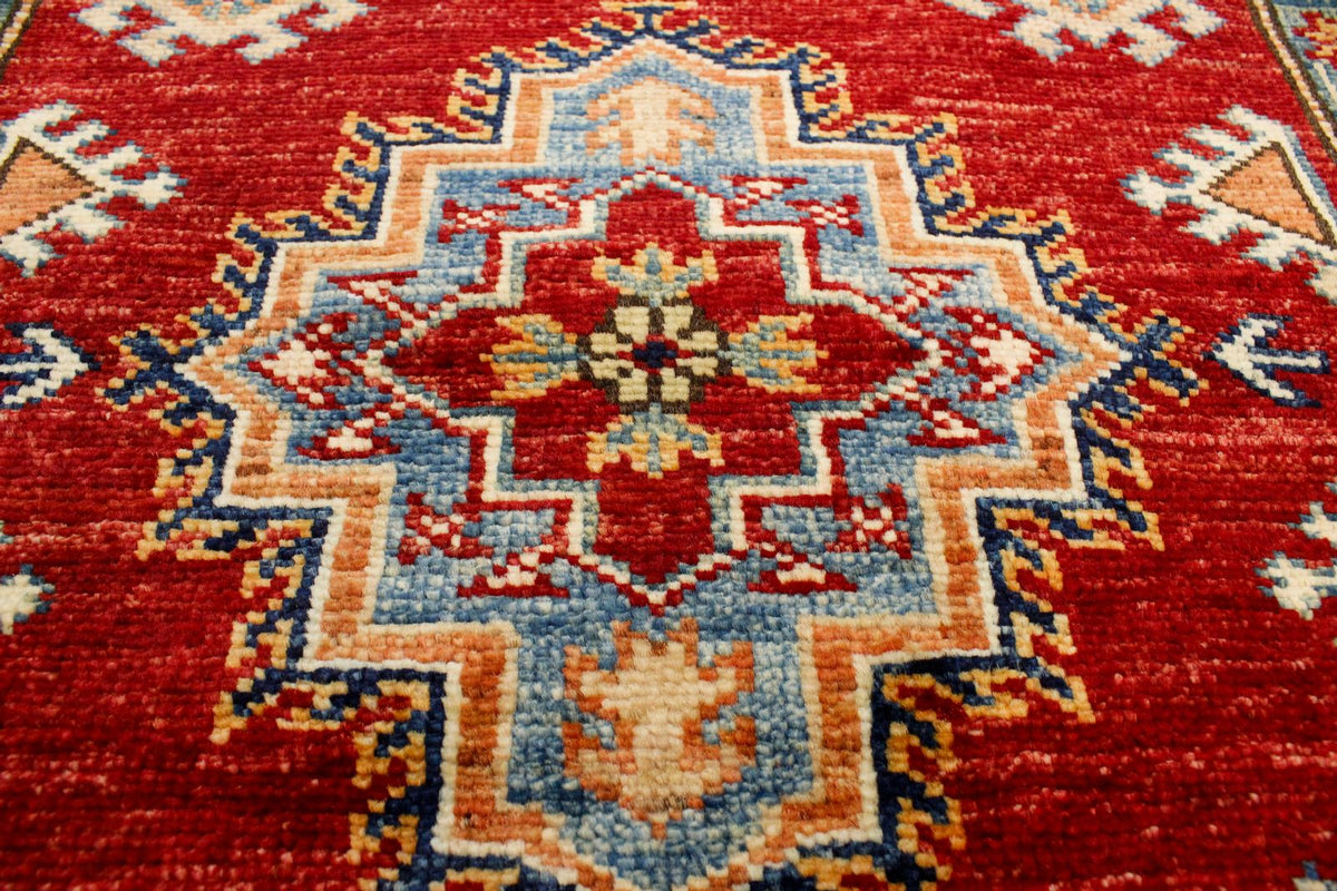3x8 Red and Ivory Kazak Tribal Runner