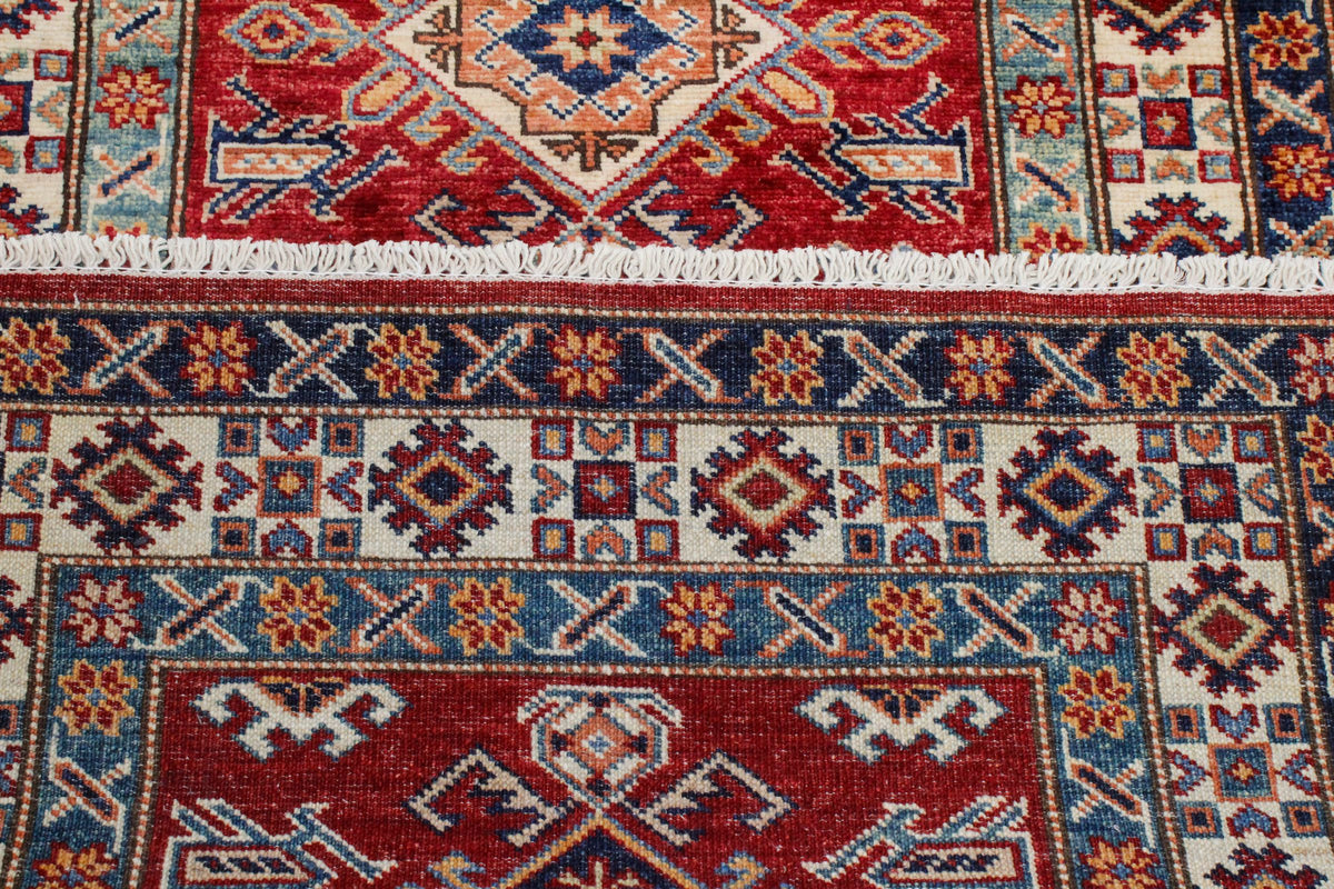 3x8 Red and Ivory Kazak Tribal Runner