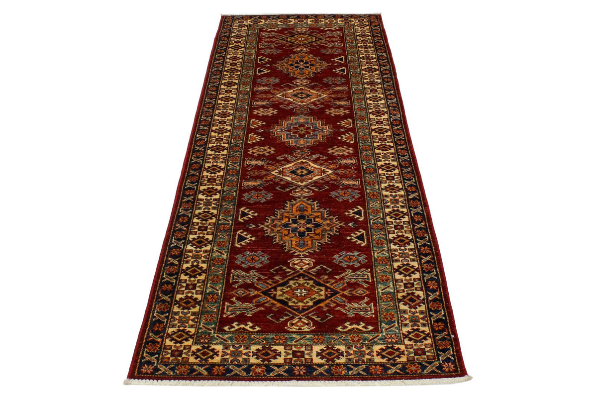3x8 Red and Ivory Kazak Tribal Runner