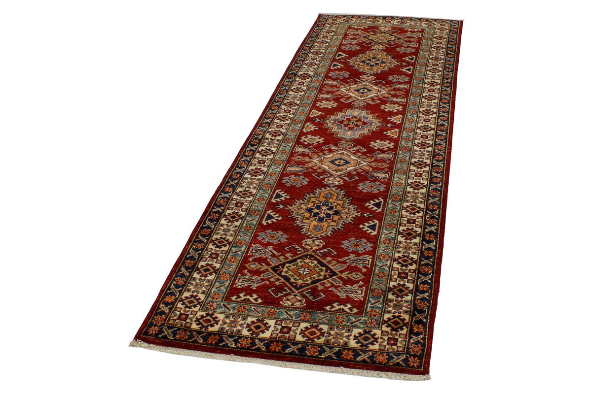 3x8 Red and Ivory Kazak Tribal Runner