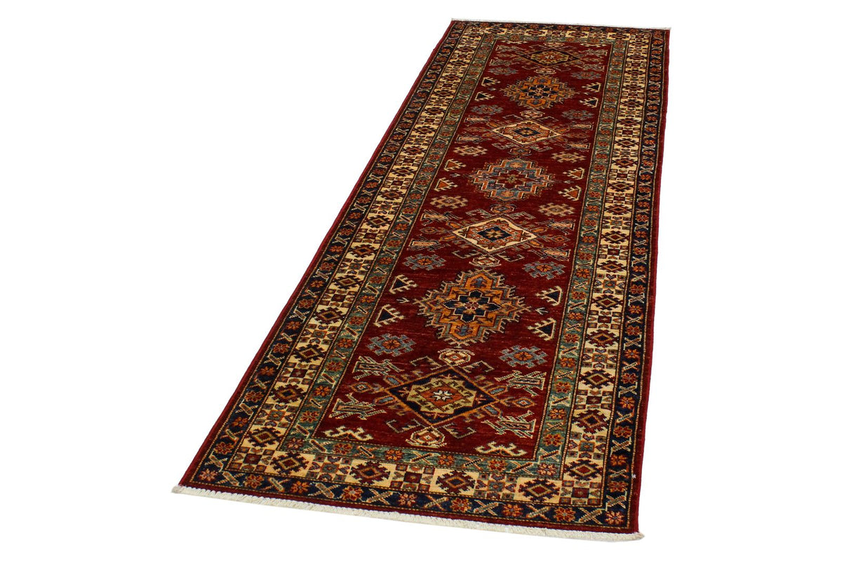 3x8 Red and Ivory Kazak Tribal Runner