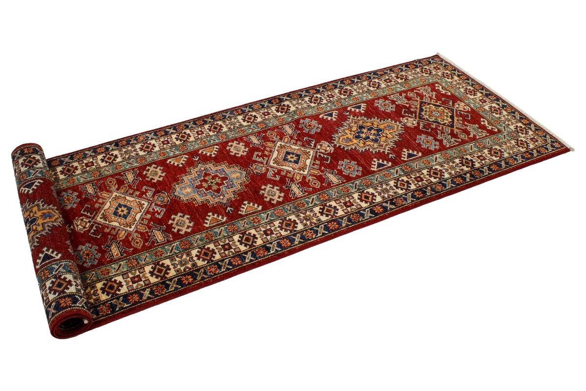 3x8 Red and Ivory Kazak Tribal Runner