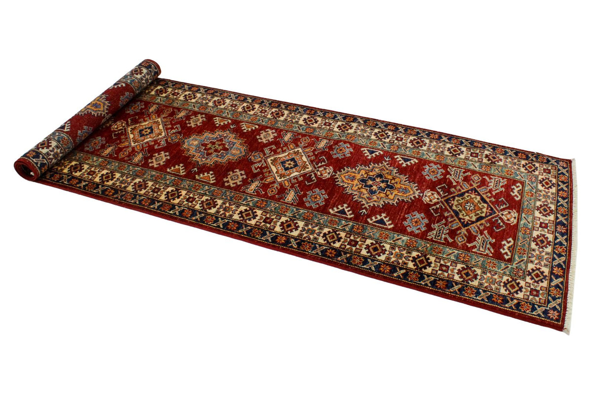 3x8 Red and Ivory Kazak Tribal Runner