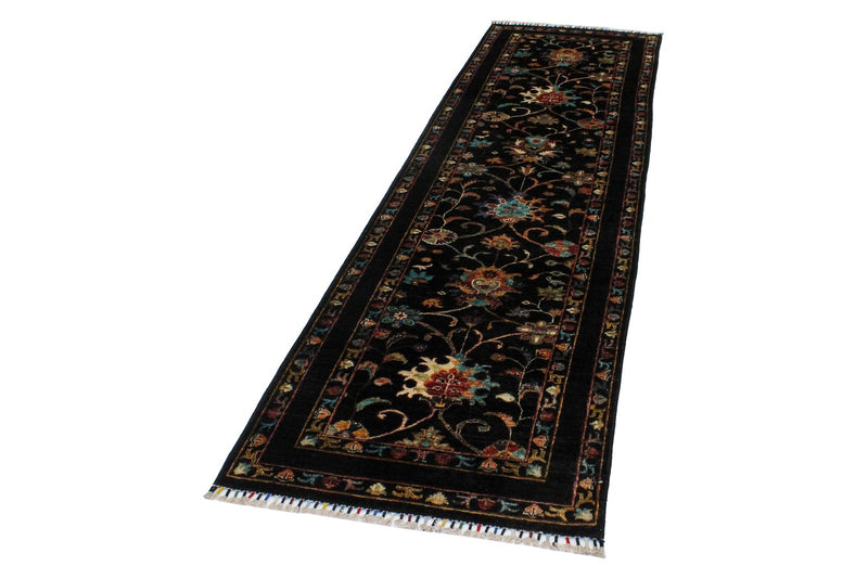 3x10 Multicolor and Black Turkish Tribal Runner