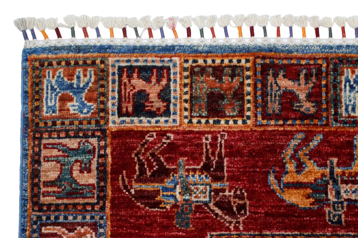 3x9 Blue and Red Anatolian Traditional Runner