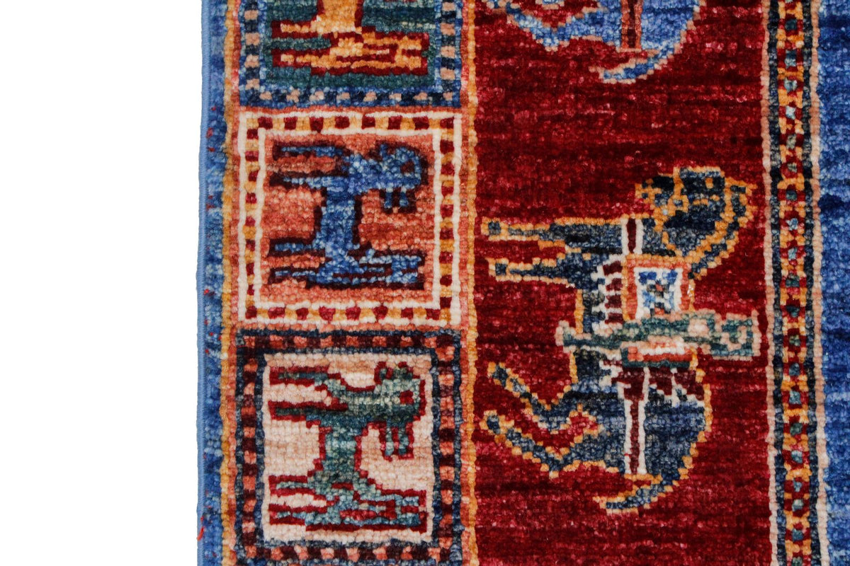 3x9 Blue and Red Anatolian Traditional Runner