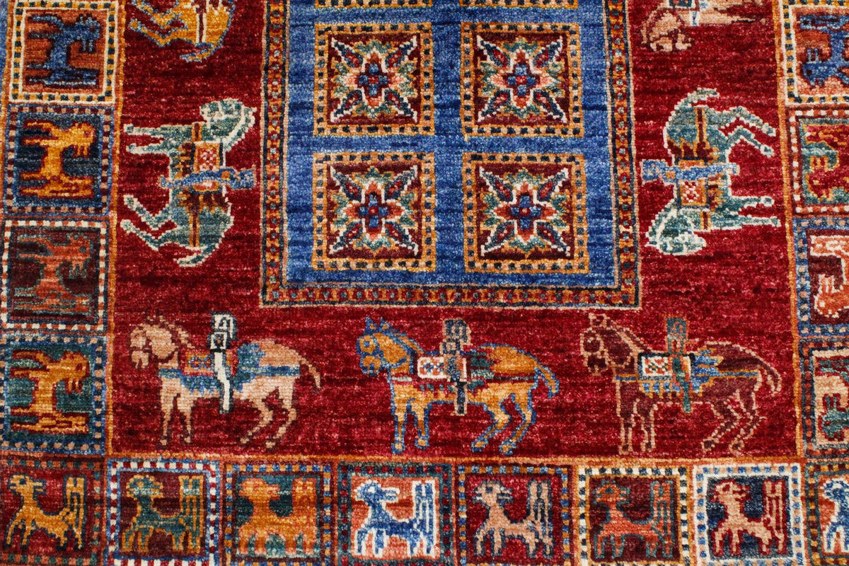 3x9 Blue and Red Anatolian Traditional Runner