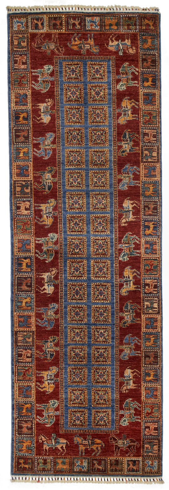 3x9 Blue and Red Anatolian Traditional Runner