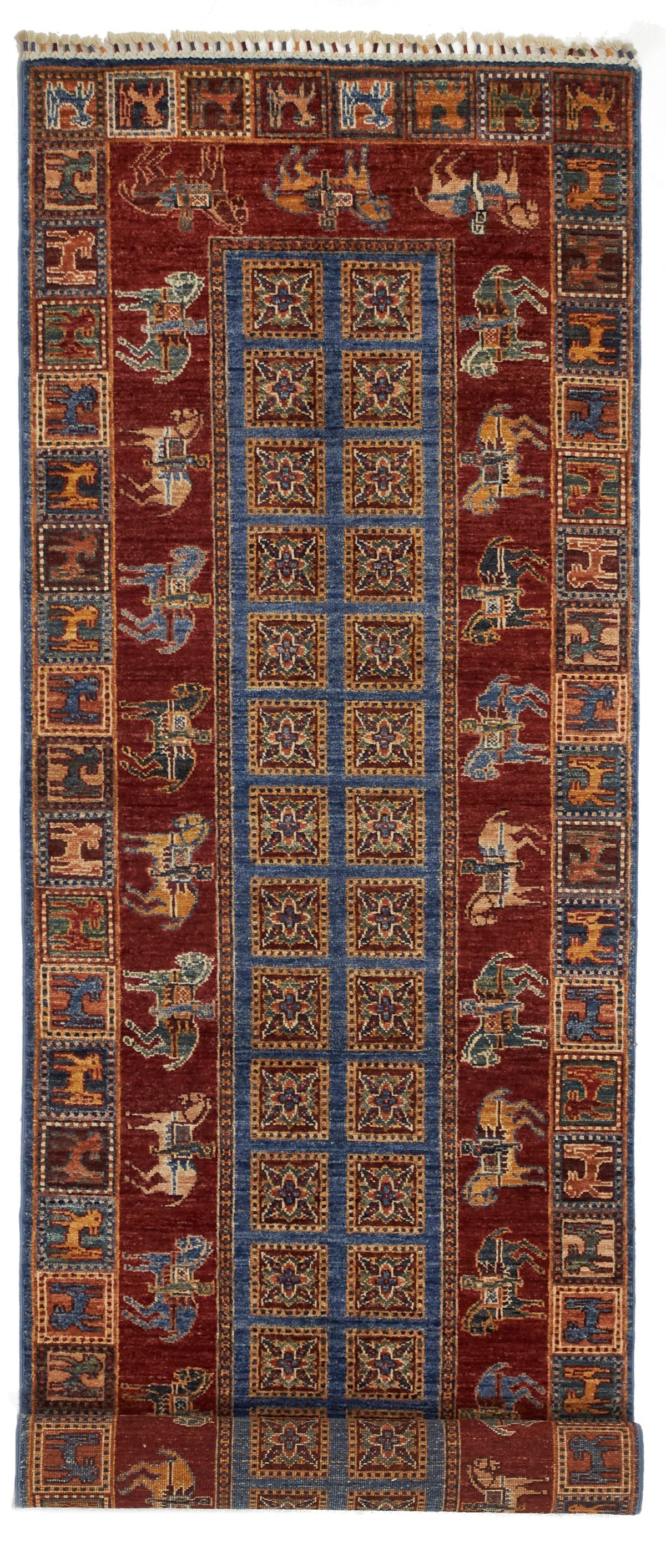3x9 Blue and Red Anatolian Traditional Runner