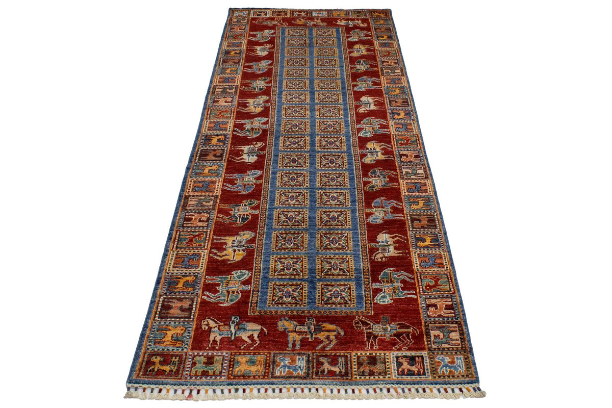 3x9 Blue and Red Anatolian Traditional Runner