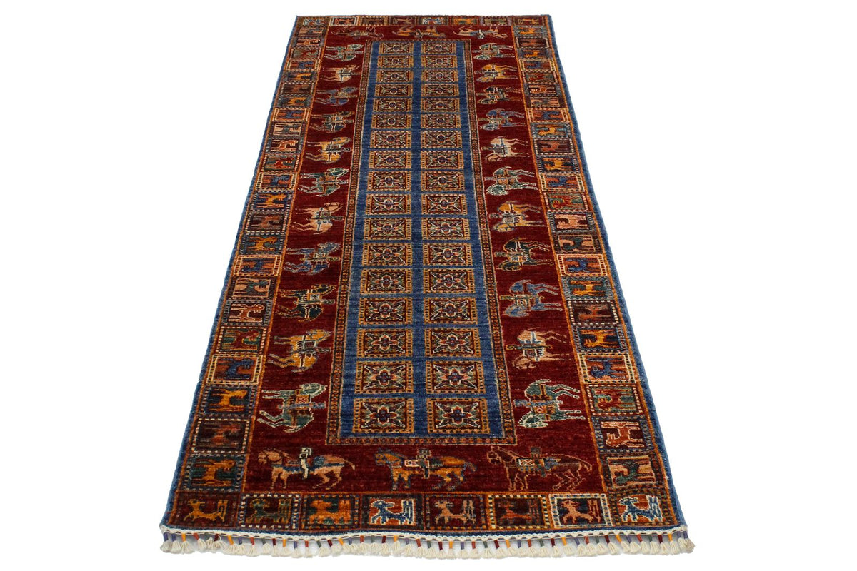 3x9 Blue and Red Anatolian Traditional Runner
