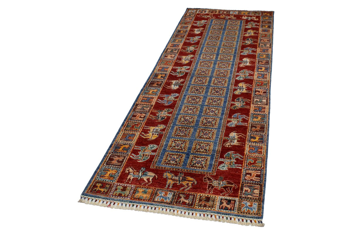 3x9 Blue and Red Anatolian Traditional Runner