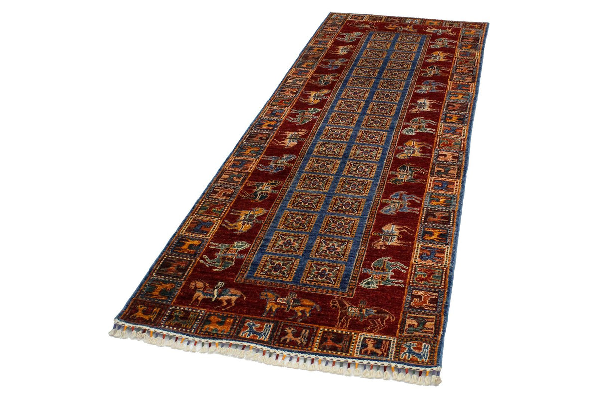 3x9 Blue and Red Anatolian Traditional Runner