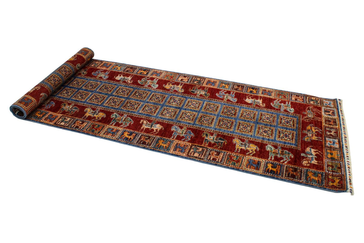 3x9 Blue and Red Anatolian Traditional Runner