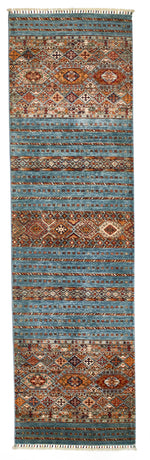 3x10 Blue and Multicolor Tribal Runner