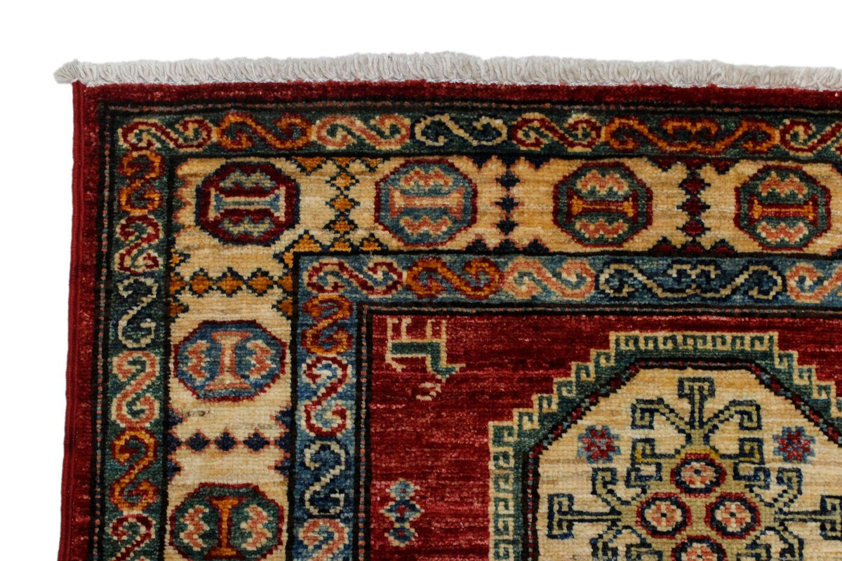 3x10 Red and Ivory Kazak Tribal Runner