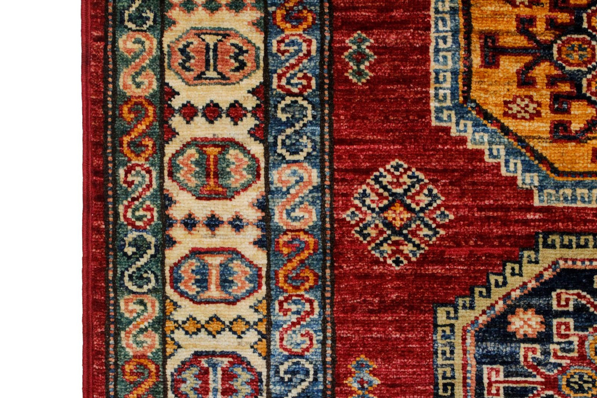 3x10 Red and Ivory Kazak Tribal Runner