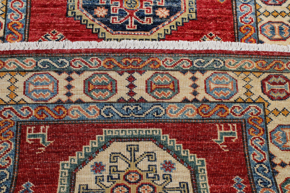 3x10 Red and Ivory Kazak Tribal Runner