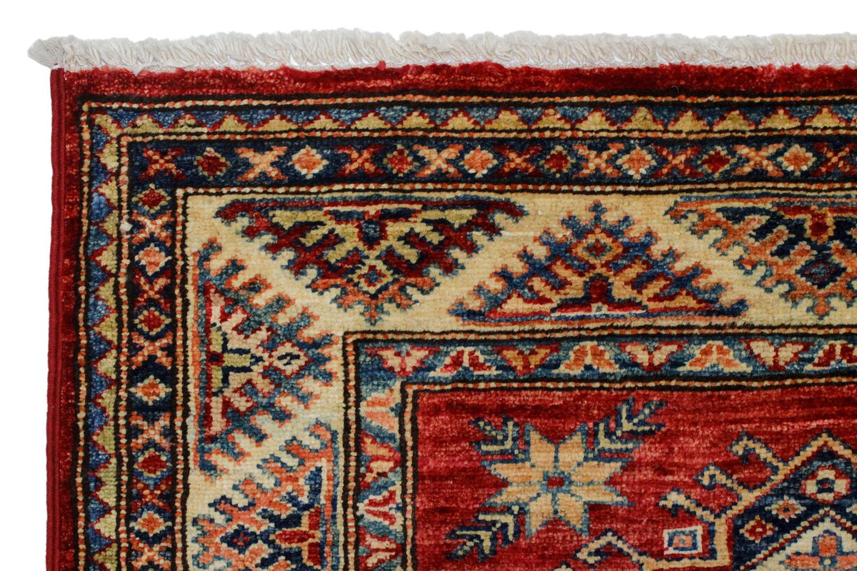 3x8 Red and Ivory Kazak Tribal Runner