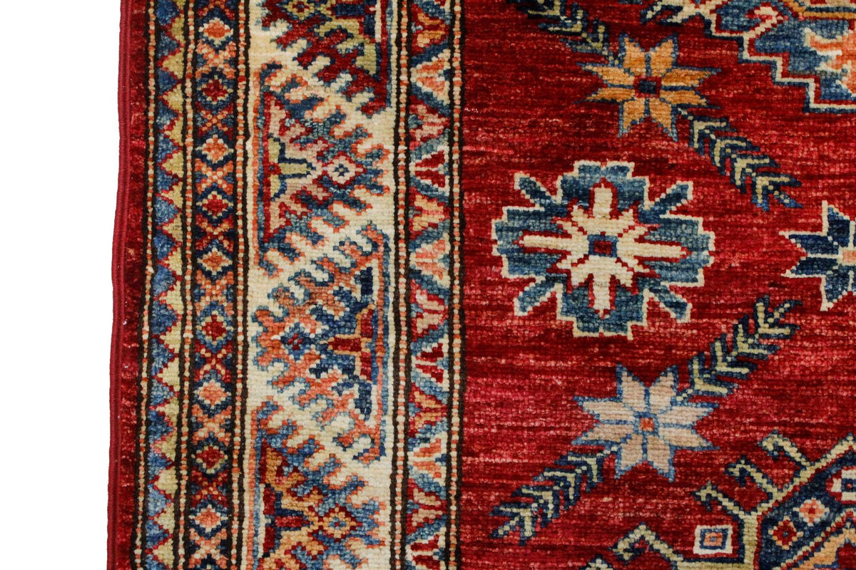 3x8 Red and Ivory Kazak Tribal Runner