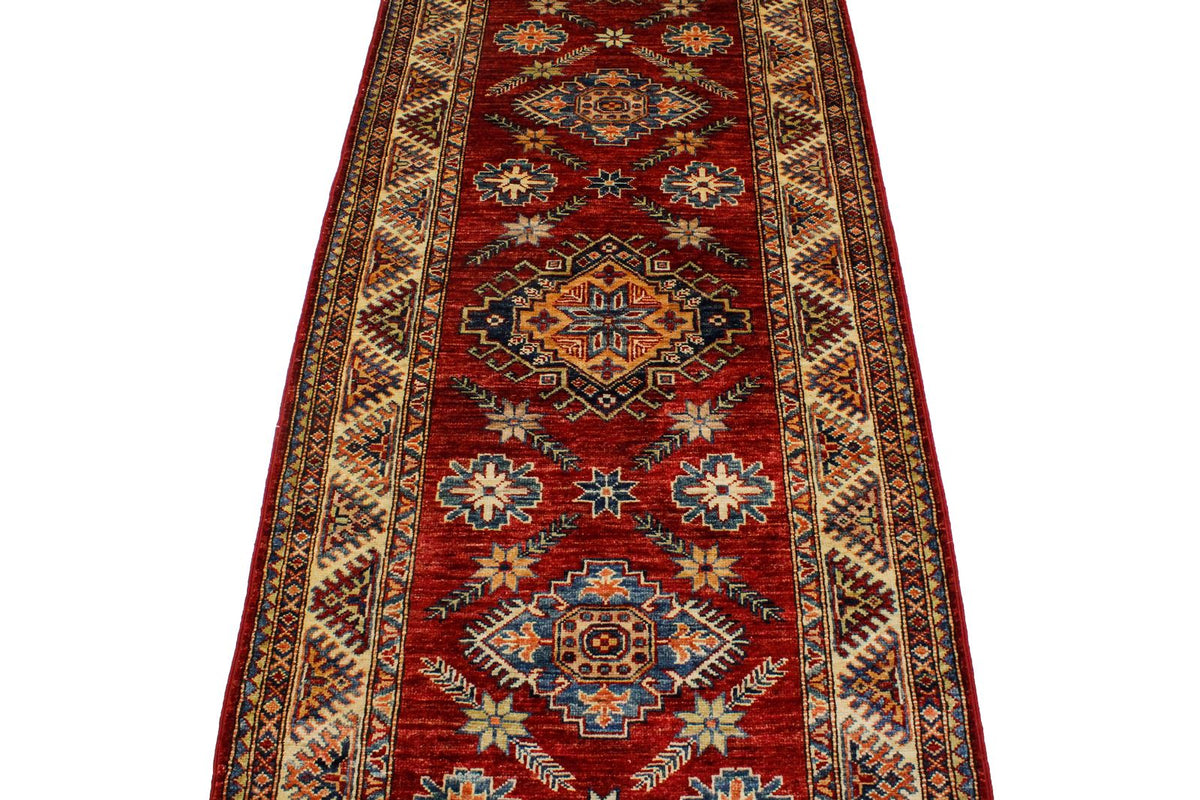 3x8 Red and Ivory Kazak Tribal Runner