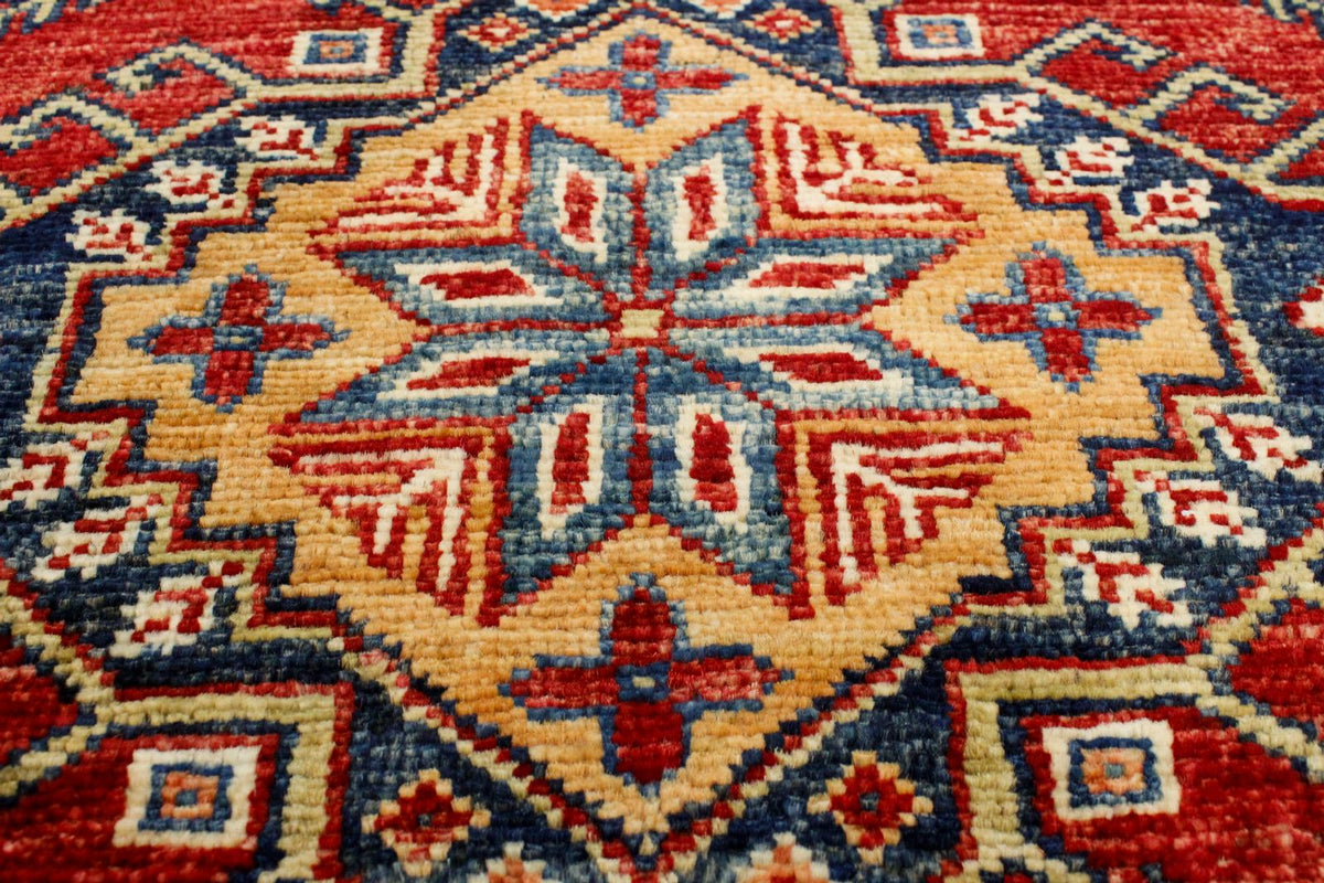 3x8 Red and Ivory Kazak Tribal Runner
