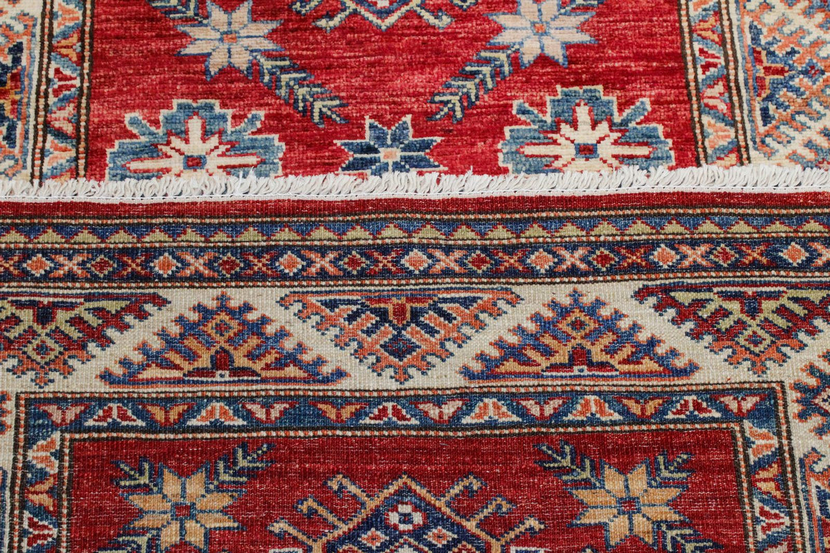 3x8 Red and Ivory Kazak Tribal Runner