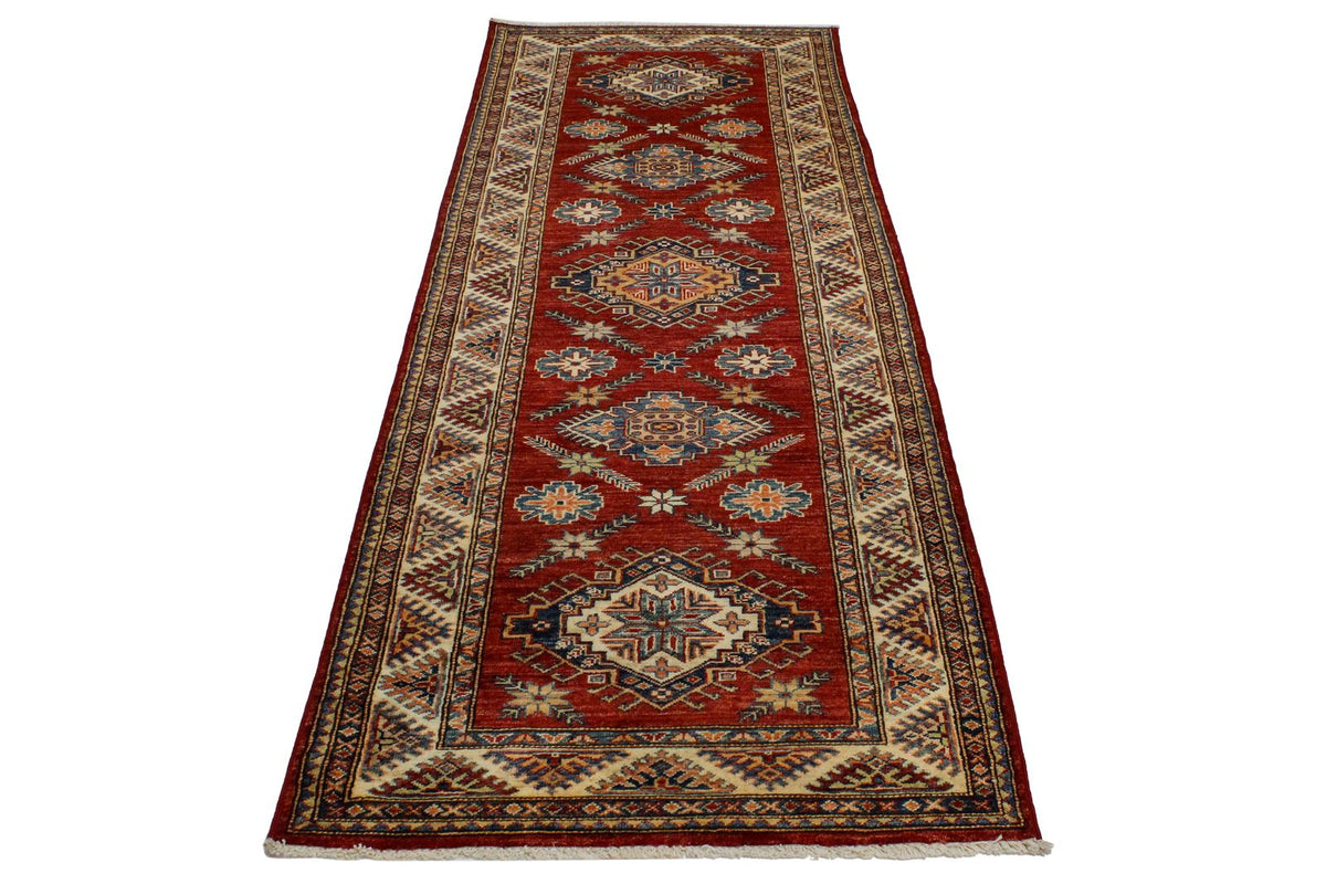 3x8 Red and Ivory Kazak Tribal Runner