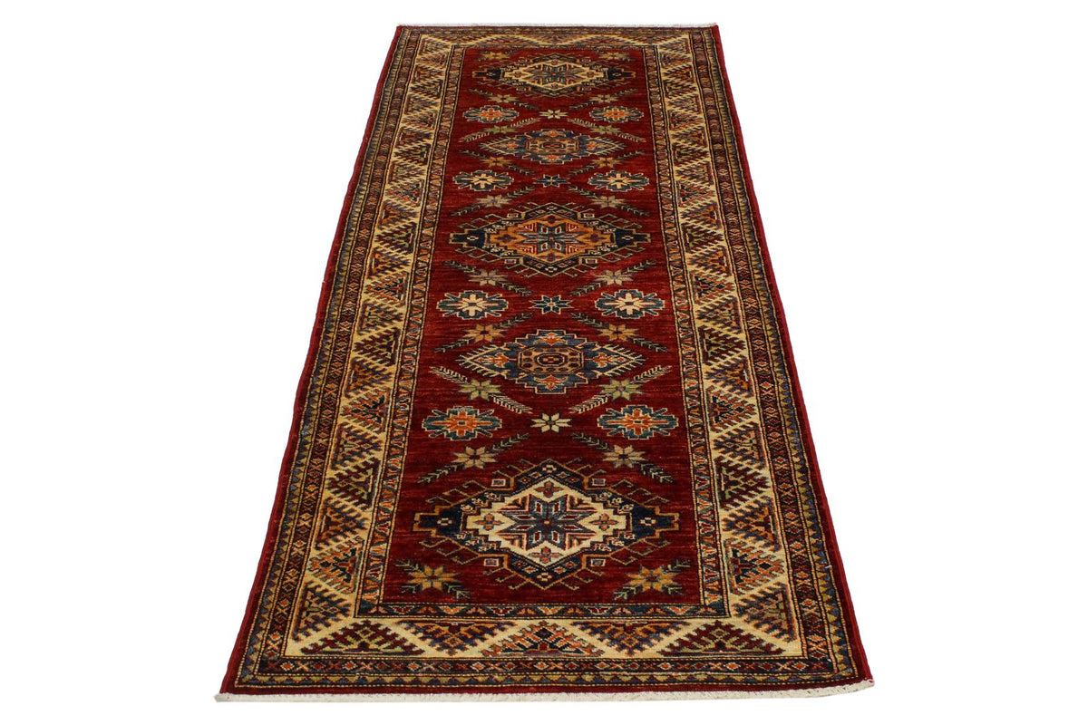 3x8 Red and Ivory Kazak Tribal Runner