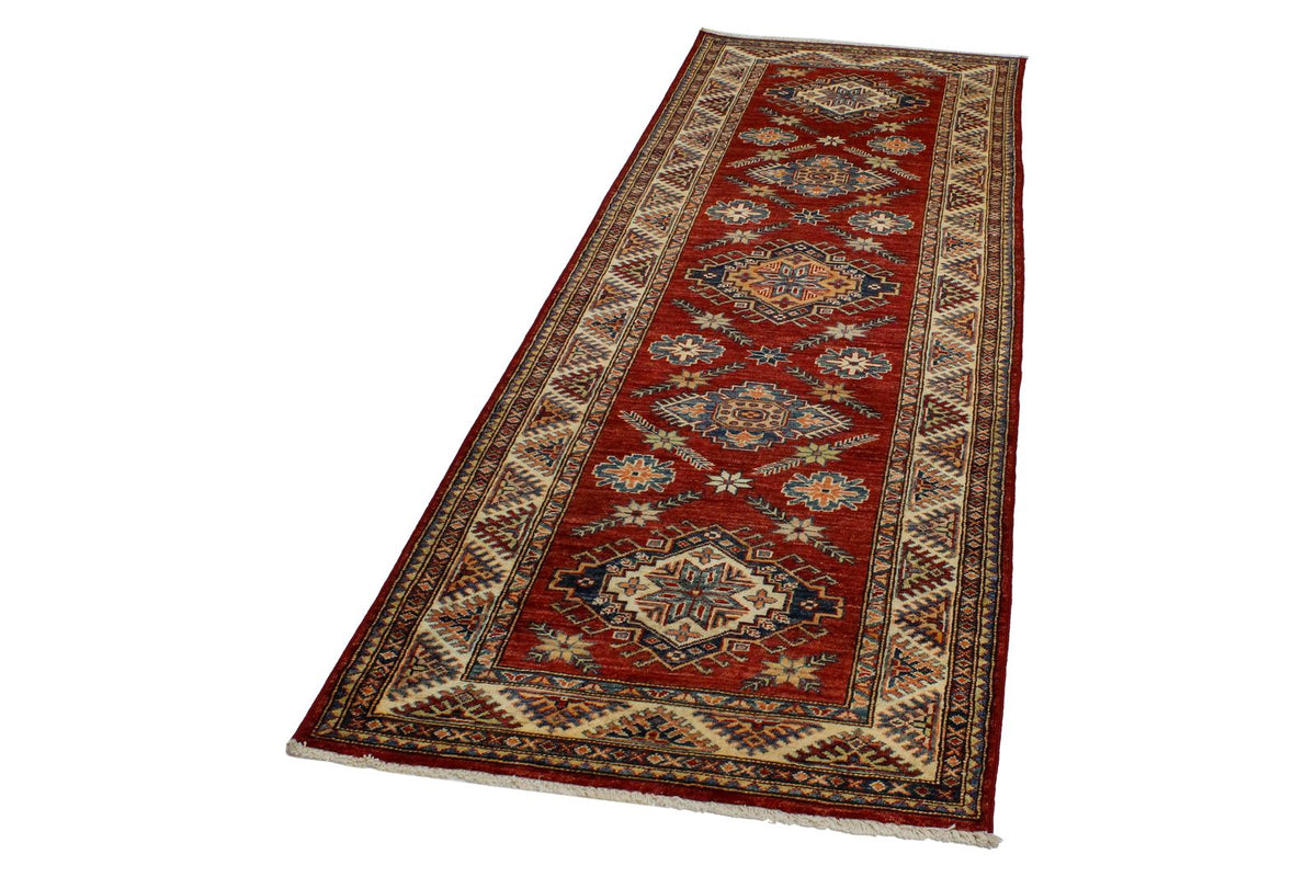3x8 Red and Ivory Kazak Tribal Runner