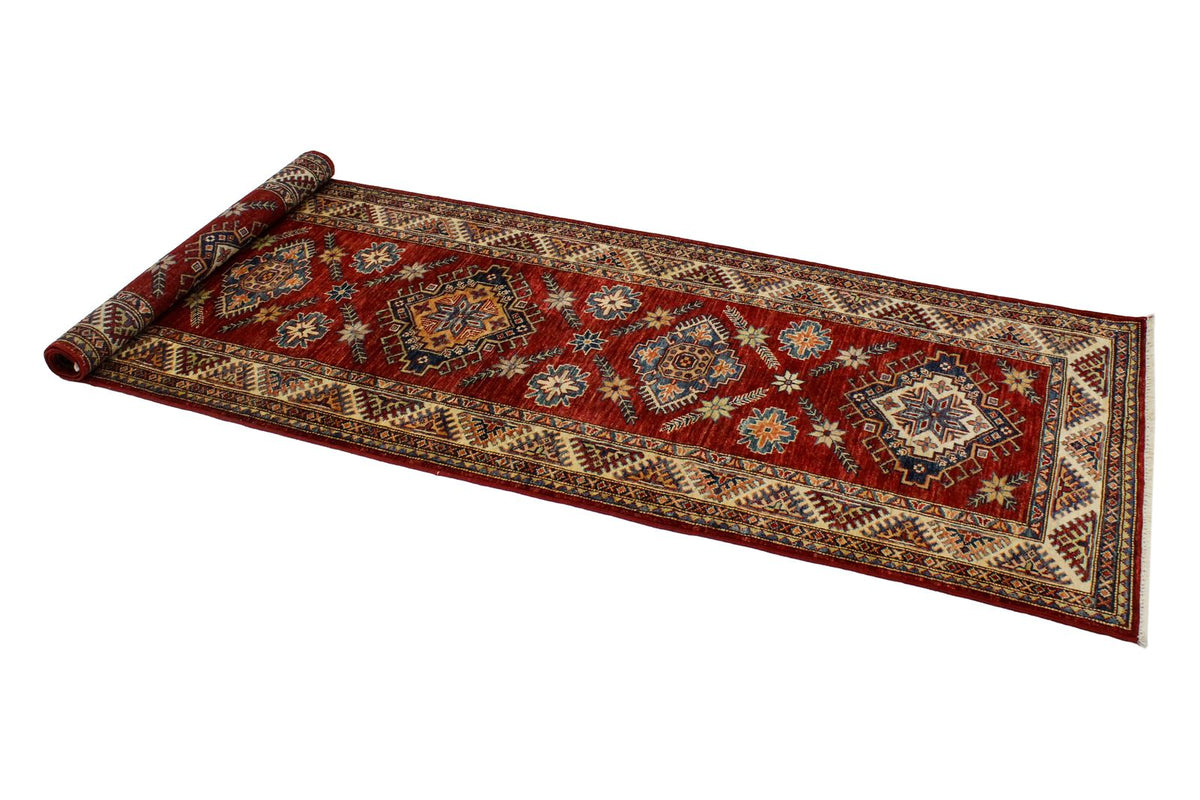 3x8 Red and Ivory Kazak Tribal Runner