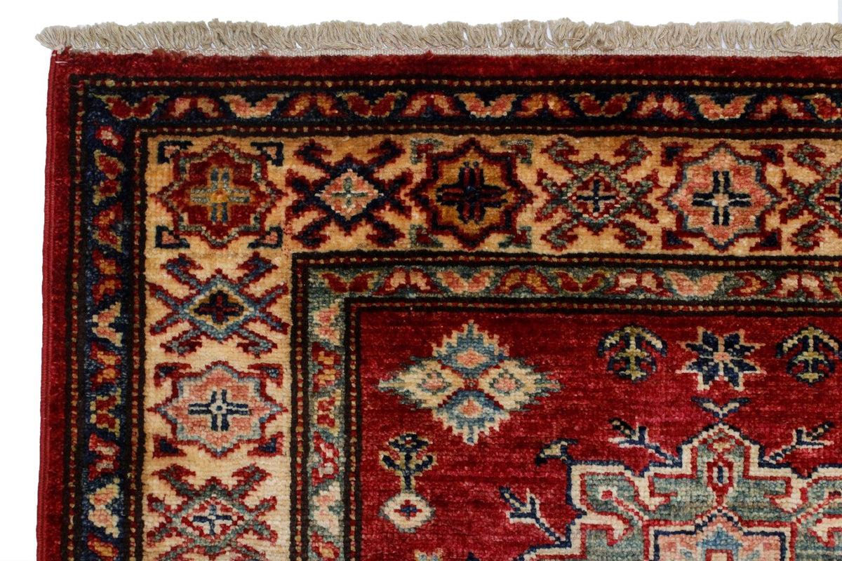 3x10 Red and Ivory Kazak Tribal Runner