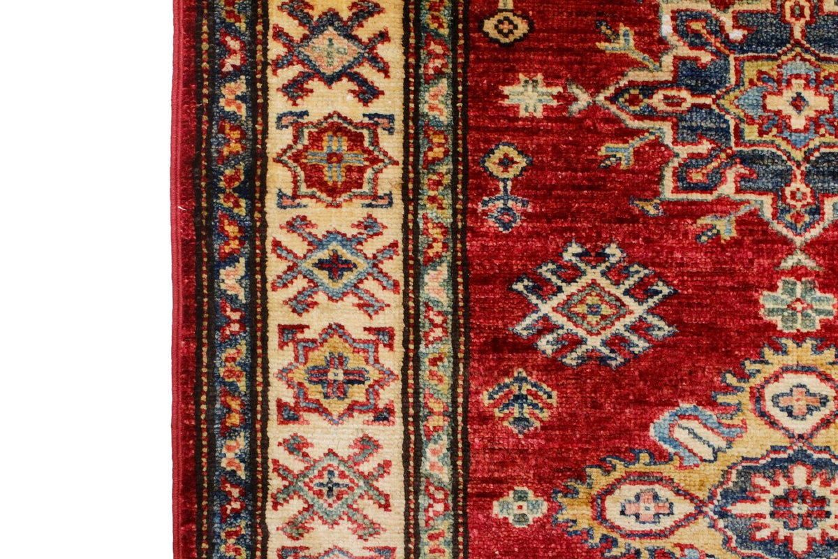 3x10 Red and Ivory Kazak Tribal Runner