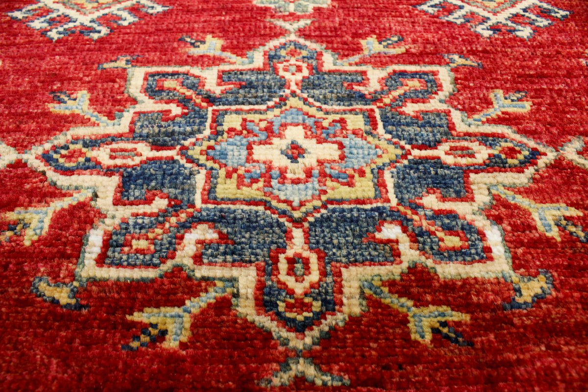 3x10 Red and Ivory Kazak Tribal Runner