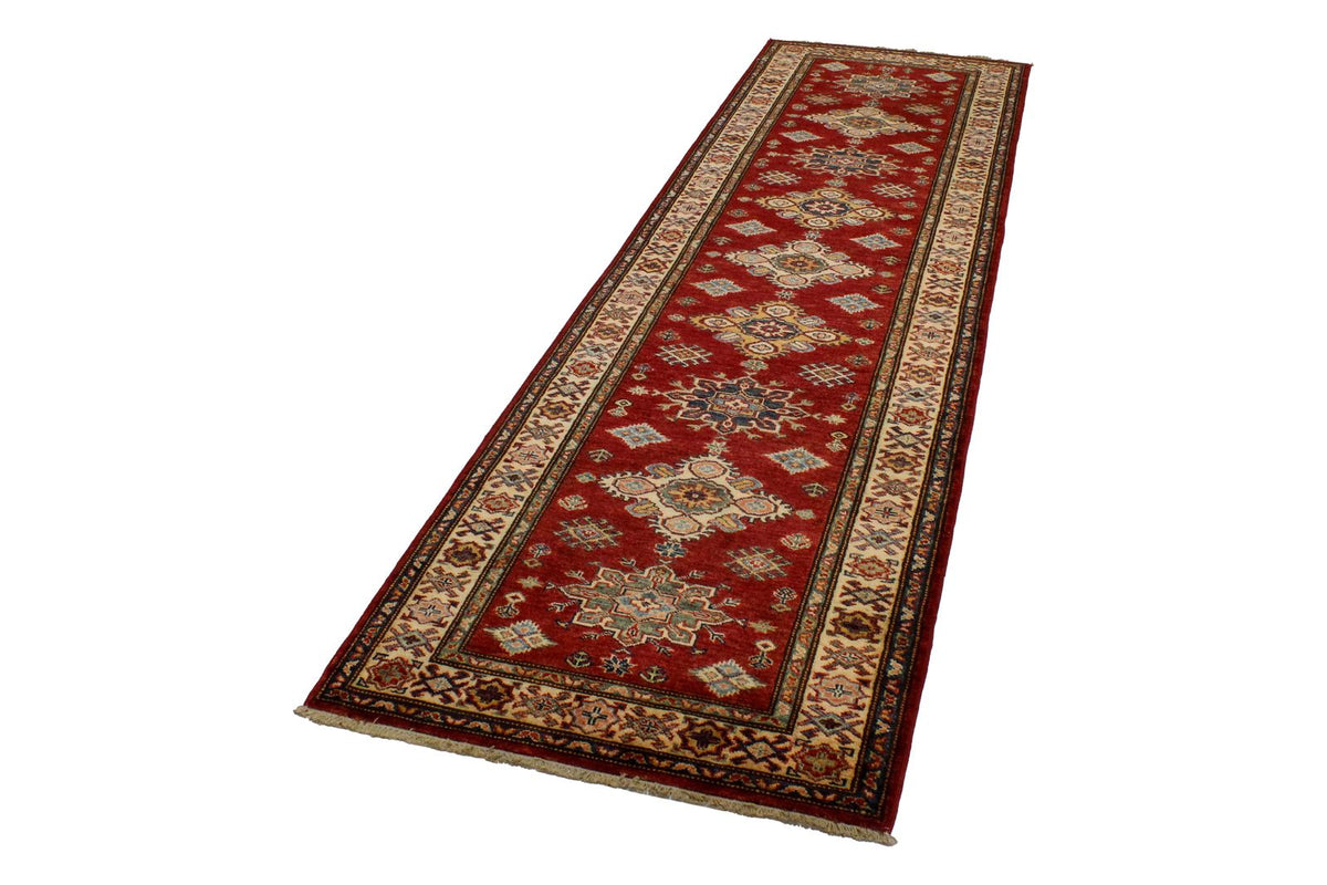 3x10 Red and Ivory Kazak Tribal Runner