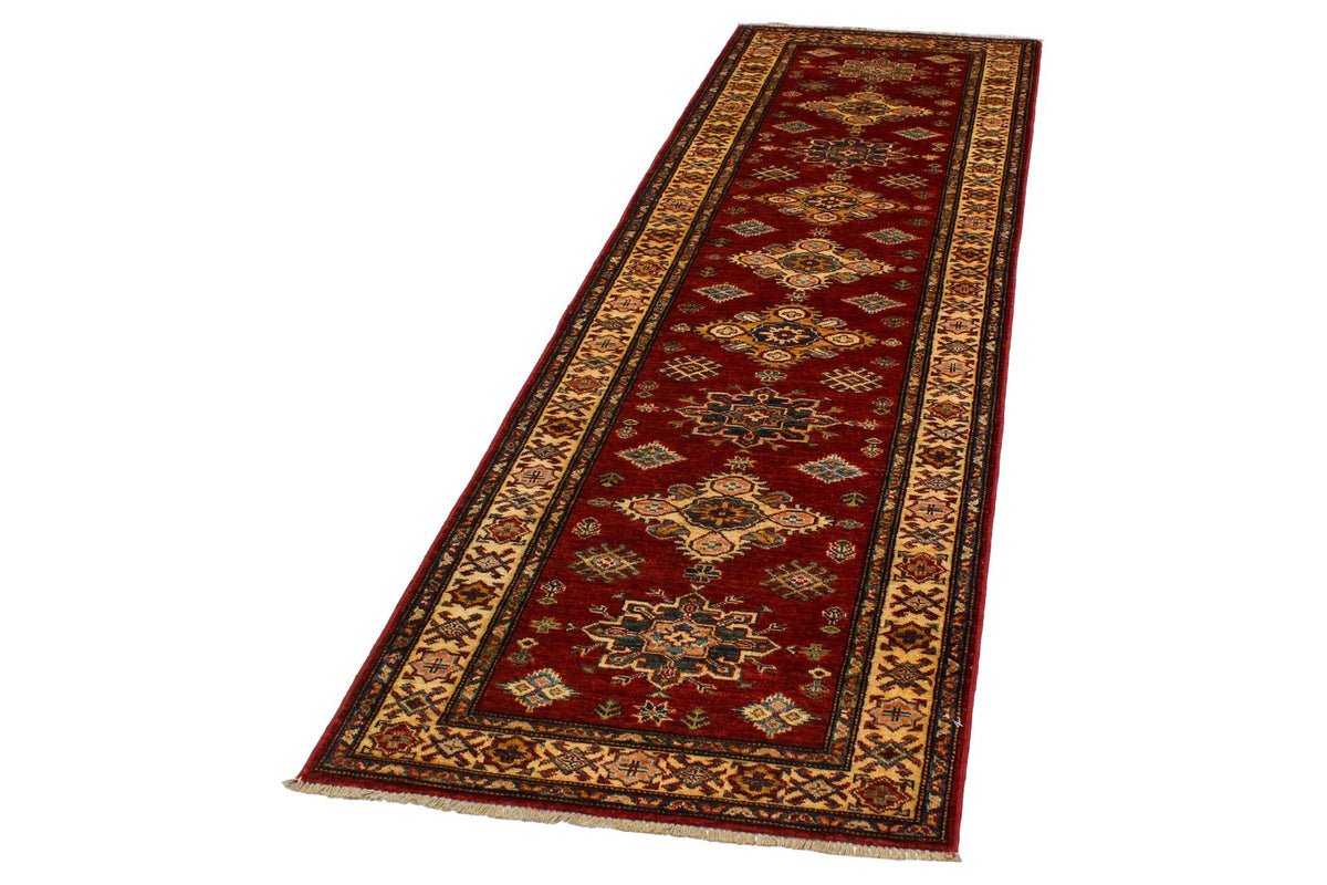 3x10 Red and Ivory Kazak Tribal Runner